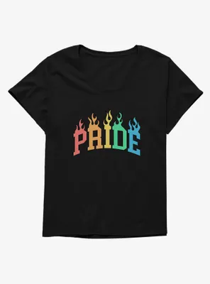 Pride Collegiate Flames Womens T-Shirt Plus