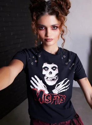 Misfits X Social Collision Fiend Safety Pin Girls Raglan T-Shirt Hot Topic Exclusive