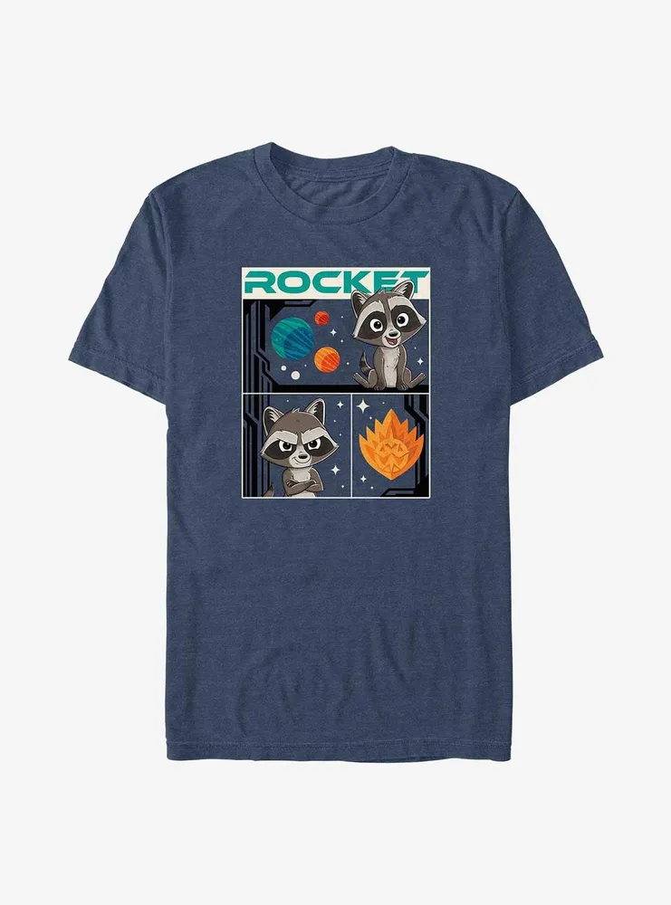 Marvel Guardians of the Galaxy Vol. 3 Rocket Cartoon Big & Tall T-Shirt