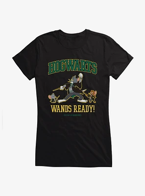 Tom & Jerry WB 100 Hogwarts Wands Ready! Girls T-Shirt