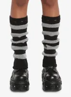 Black & Grey Stripe Knit Leg Warmers
