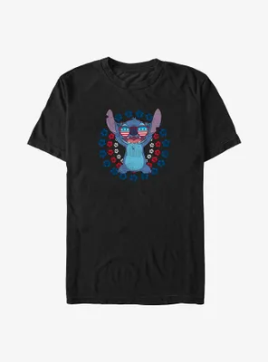 Disney Lilo & Stitch Patriotic Hibiscus Flowers T-Shirt