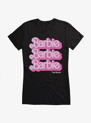 Barbie The Movie Text Stack Girls T-Shirt