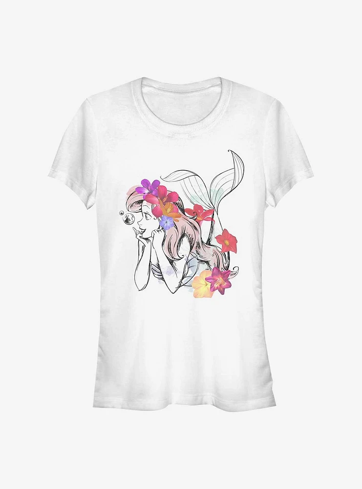 Disney The Little Mermaid Ariel Real Flowers Girls T-Shirt