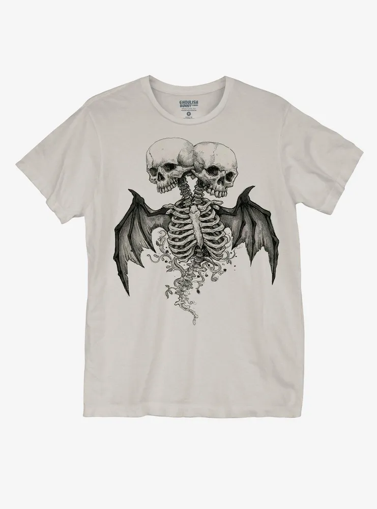 Hot Topic Winged Skeletons T-Shirt By Ghoulish Bunny Studios