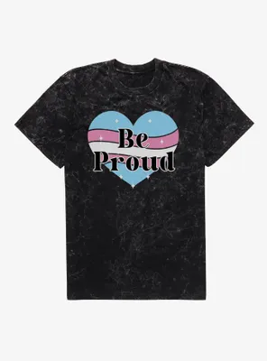 Pride Be Proud Heart Transgender Colors Mineral Wash T-Shirt