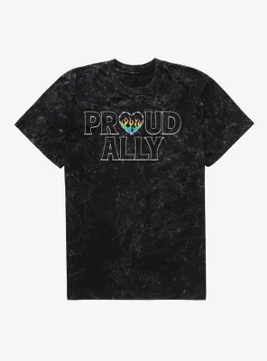 Pride Proud Ally Flames Mineral Wash T-Shirt