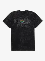 Pride Proud Ally Flames Mineral Wash T-Shirt