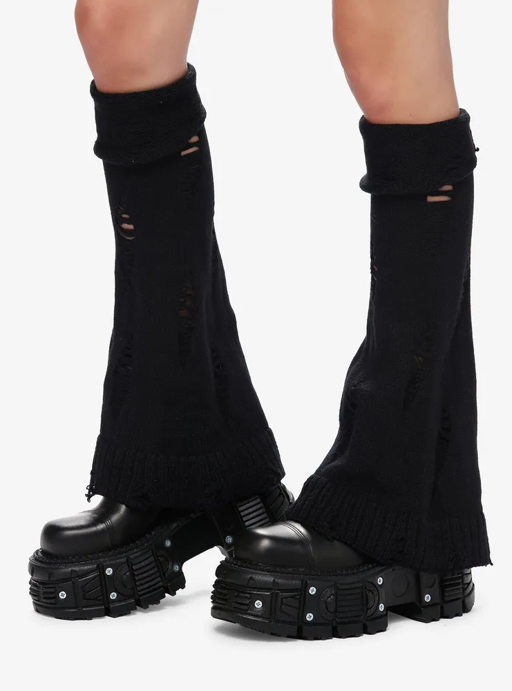 Hot Topic Black Floral Lace Flare Leg Warmers