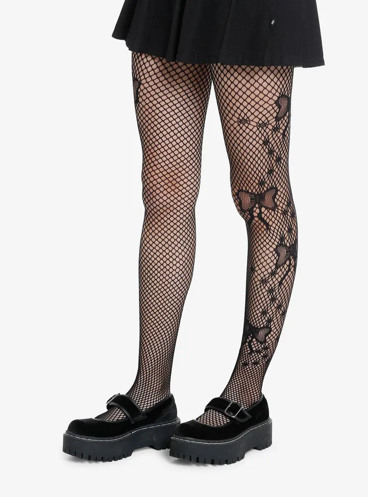 Hot Topic Bow Detail Fishnet Tights