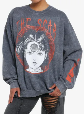 Junji Ito The Scar Jumbo Graphic Girls Sweatshirt