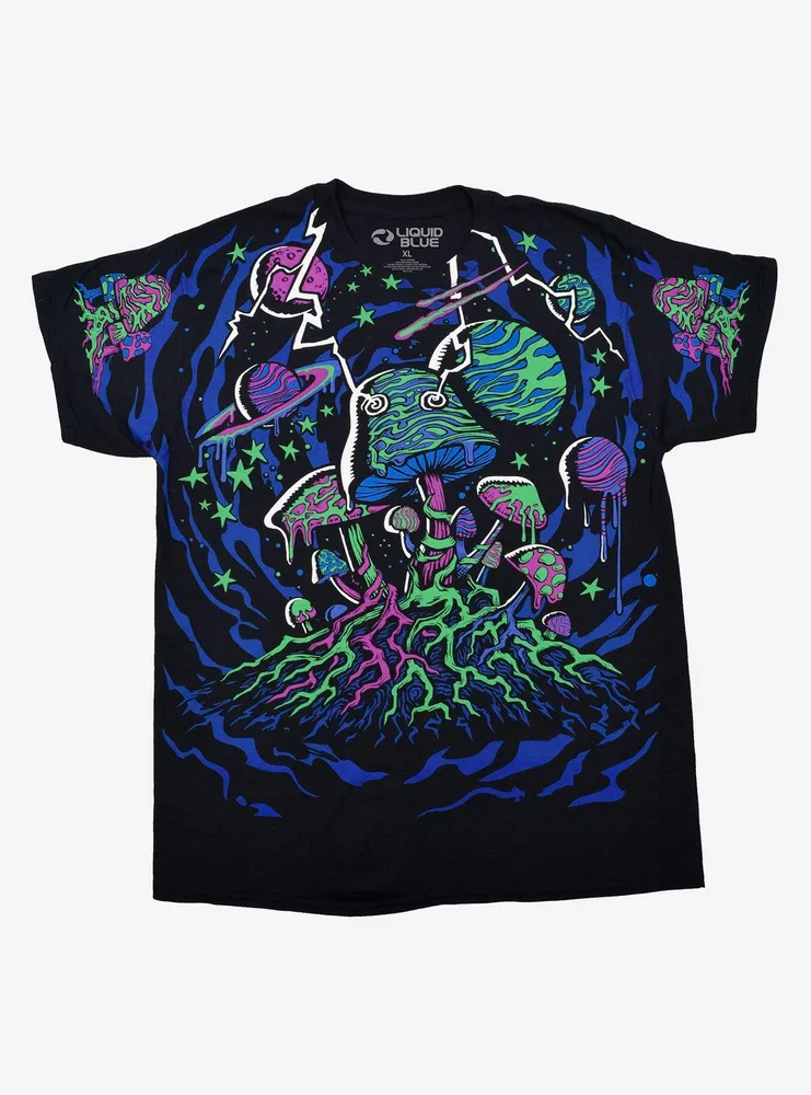 Liquid Blue Mushroom Galaxy T-Shirt