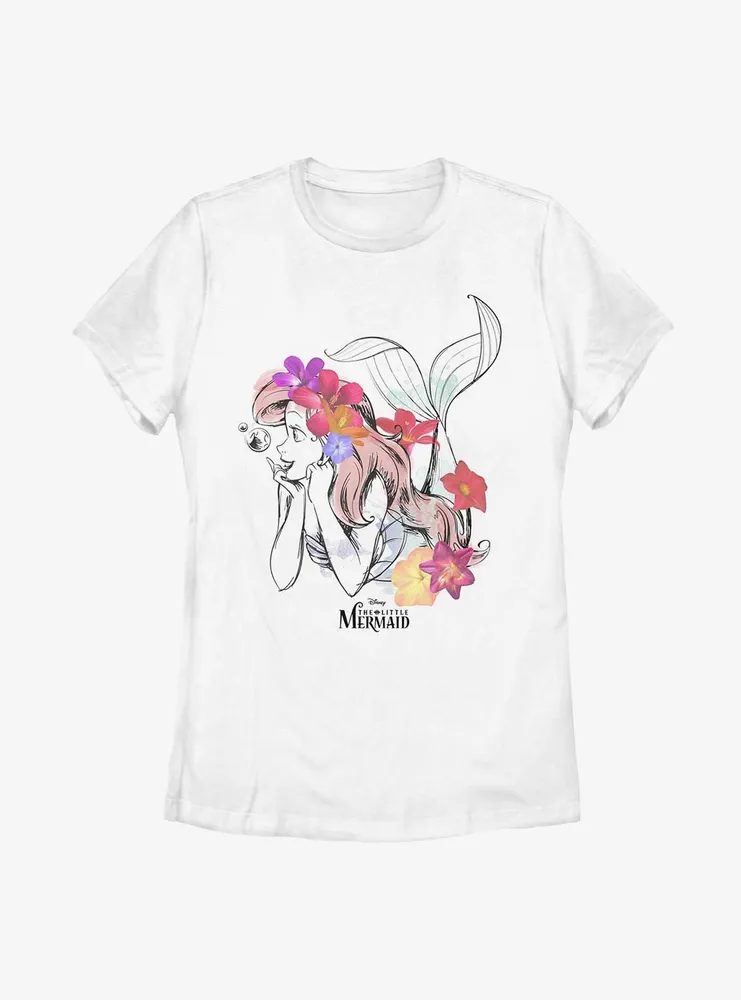 Disney The Little Mermaid Flowers My Hair Womens T-Shirt