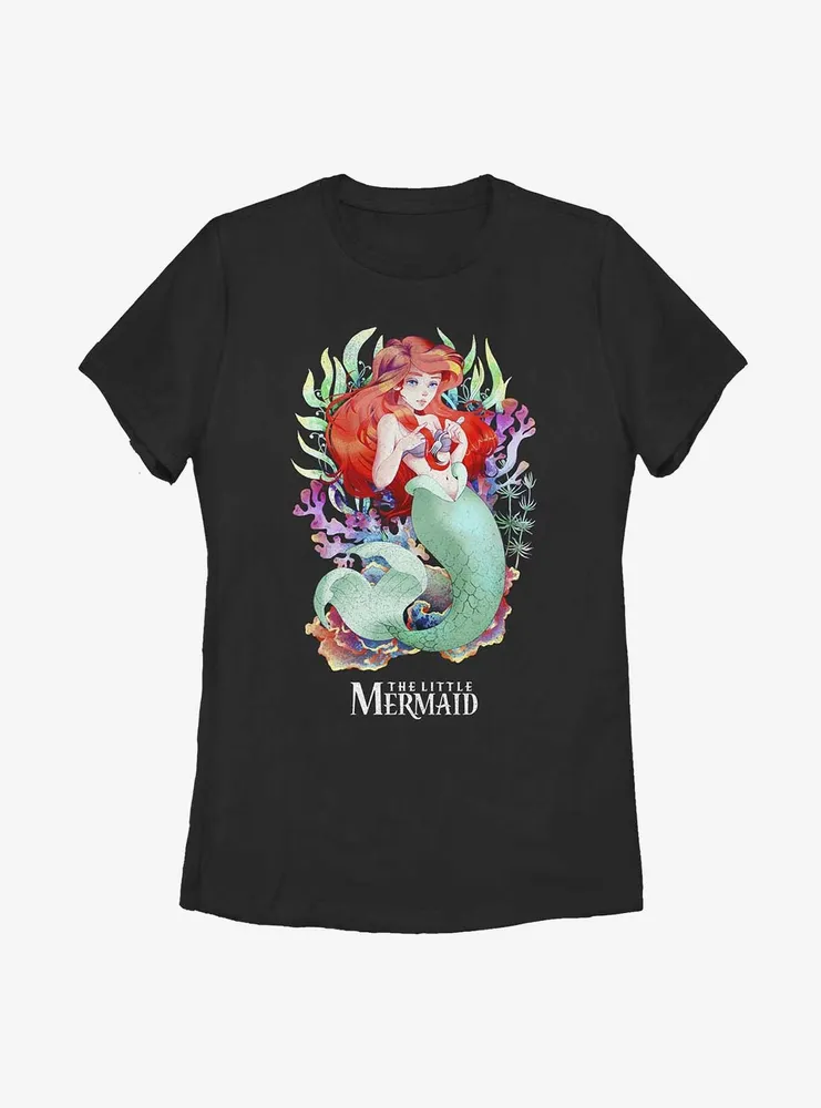 Disney The Little Mermaid Anime Style Water Color Ariel Womens T-Shirt