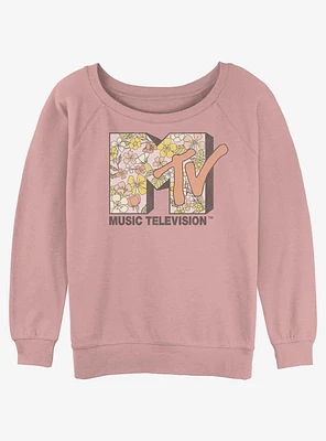 MTV Floral Logo Girls Slouchy Sweatshirt