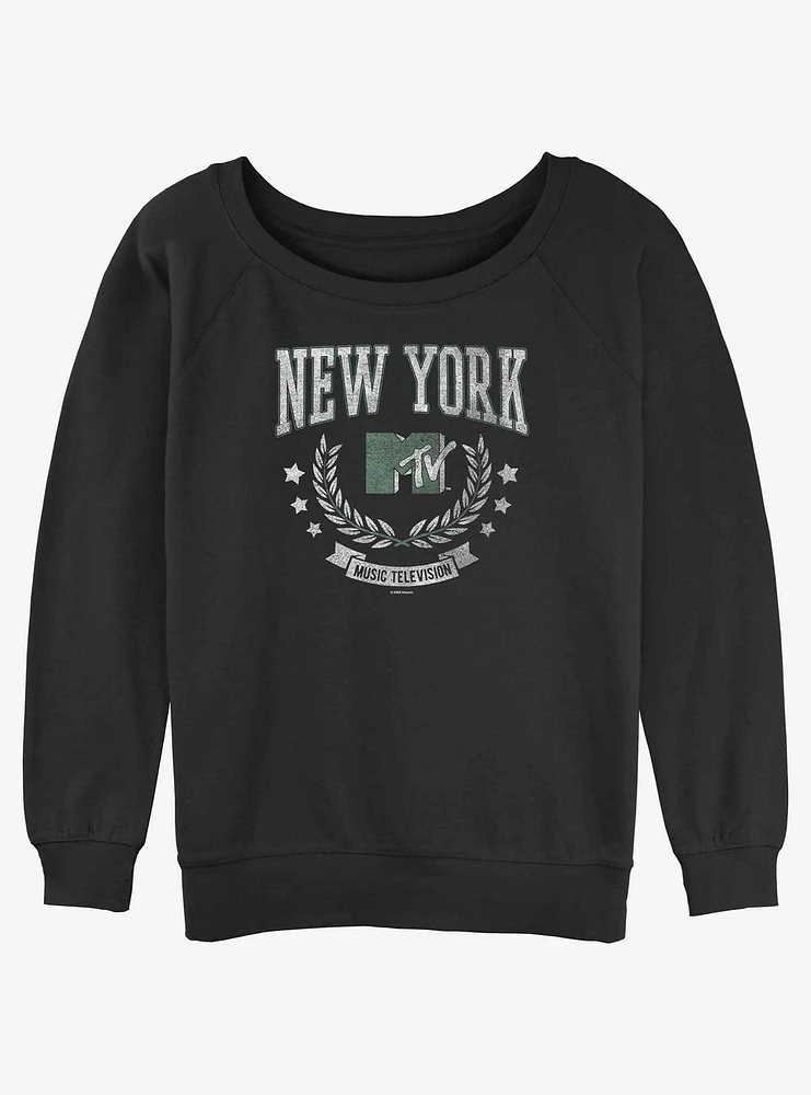 MTV New York Collegiate Logo Girls Slouchy Sweatshirt