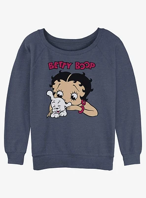 Betty Boop and Pudgy Girls Slouchy Sweatshirt