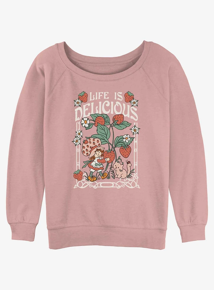 Strawberry Shortcake & Custard Life Is Delicious Girls Slouchy Sweatshirt