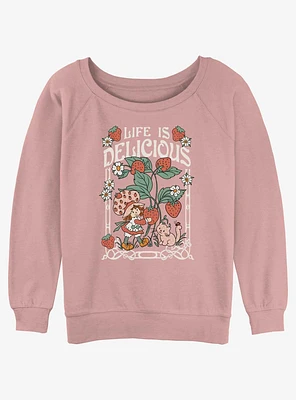 Strawberry Shortcake & Custard Life Is Delicious Girls Slouchy Sweatshirt