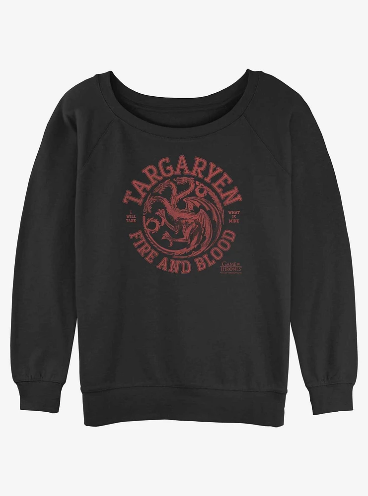 Game of Thrones Targaryen Fire and Blood Badge Girls Slouchy Sweatshirt