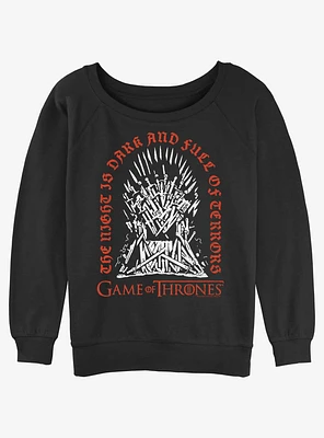 Game of Thrones The Iron Throne Full Terrors Girls Slouchy Sweatshirt