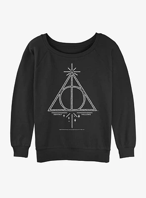 Harry Potter Deathly Hallows Logo Girls Slouchy Sweatshirt