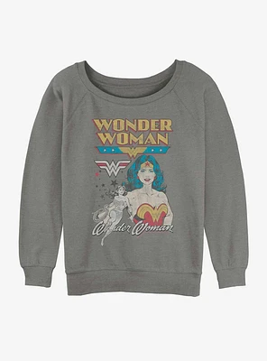 DC Comics Wonder Woman Vintage Girls Slouchy Sweatshirt