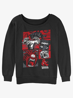 Dungeons & Dragons Monsters Comic Panels Girls Slouchy Sweatshirt