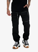 Black Multi-Pocket Cargo Jogger Pants