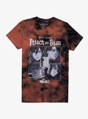 Attack On Titan Final Season Quad Rust Tie-Dye Boyfriend Fit Girls T-Shirt