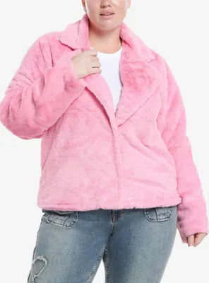 Sweet Society Pink Faux Fur Crop Girls Coat Plus