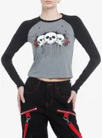 Social Collision Skulls & Stars Girls Raglan Long-Sleeve Top