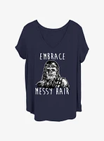 Star Wars Chewie Embrace Messy Hair Girls T-Shirt Plus