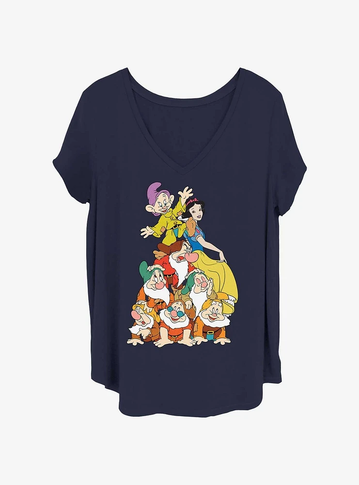 Disney Snow White and the Seven Dwarfs Squad Dwarf Stack Girls T-Shirt Plus