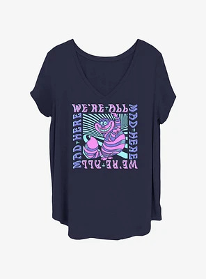 Disney Alice Wonderland Cheshire We're All Mad Here Girls T-Shirt Plus