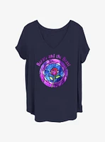 Disney Beauty and the Beast Stained Glass Rose Badge Girls T-Shirt Plus