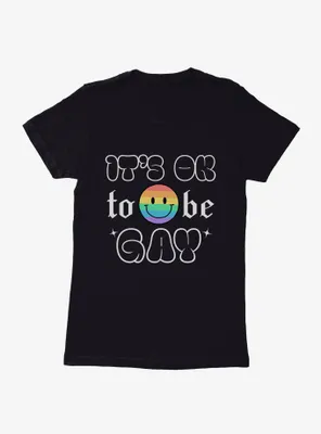 Pride It's Ok Smiley Rainbow Face Womens T-Shirt