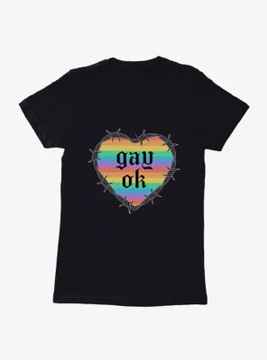 Pride Gay Ok Rainbow Heart Womens T-Shirt
