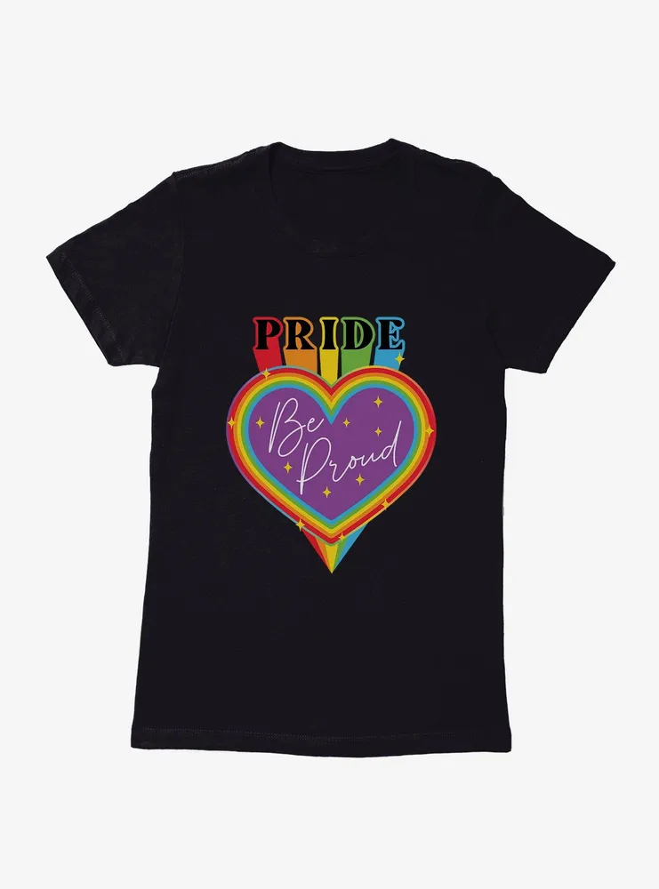 Pride Be Proud Heart Sparkles Womens T-Shirt