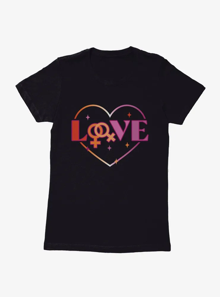 Pride Lesbian Love Heart Womens T-Shirt