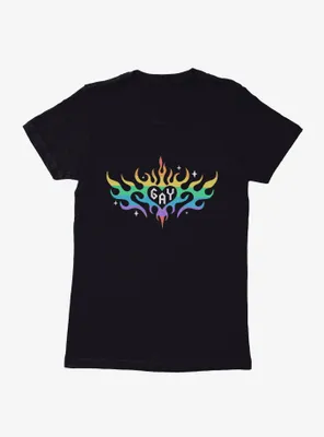 Pride Rainbow Flame Heart Womens T-Shirt