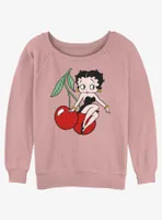 Betty Boop Cherries Womens Slouchy Sweatshirt