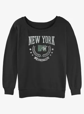 MTV New York Collegiate Logo Womens Slouchy Sweatshirt