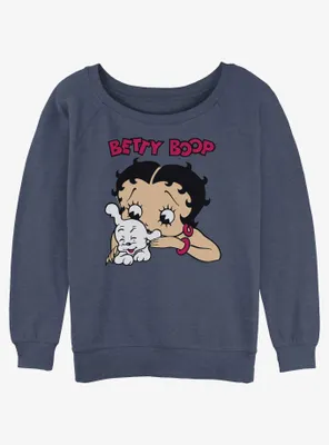 Betty Boop and Pudgy Womens Slouchy Sweatshirt