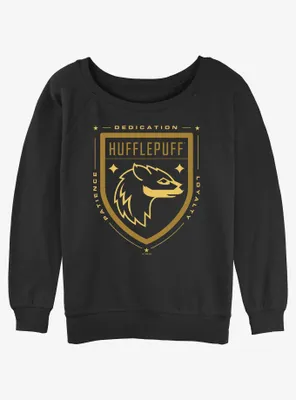 Harry Potter Hufflepuff Crest Womens Slouchy Sweatshirt