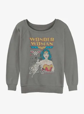 DC Comics Wonder Woman Vintage Womens Slouchy Sweatshirt