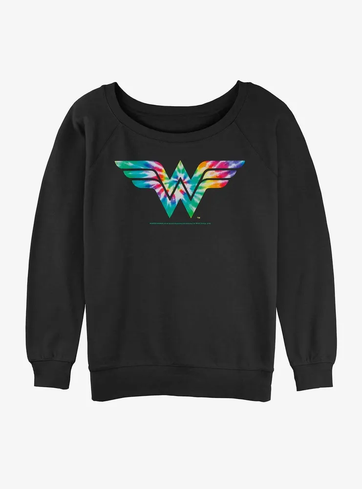 DC Comics Wonder Woman Tie-Dye Logo Womens Slouchy Sweatshirt