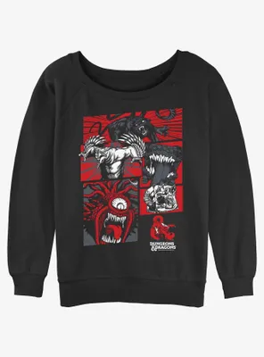 Dungeons & Dragons Monsters Comic Panels Womens Slouchy Sweatshirt