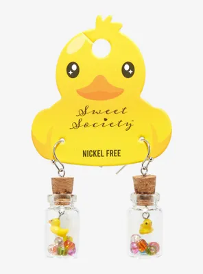 Sweet Society Rubber Duckie Jar Drop Earrings