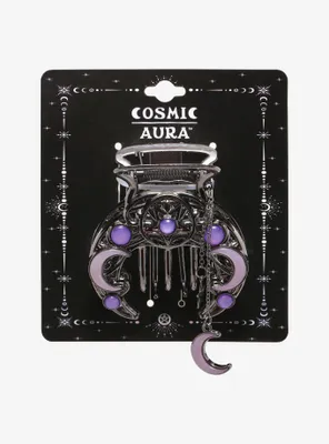 Cosmic Aura Purple Moon Claw Hair Clip